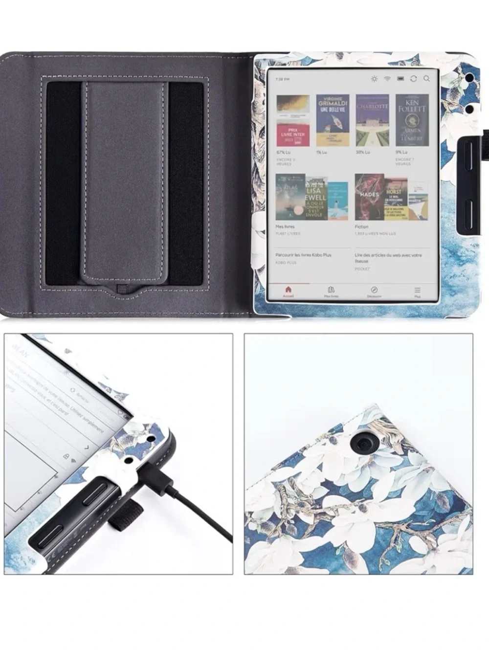 PU Leather 7” Kobo Libra 2/H20 Magnolia Protective Case